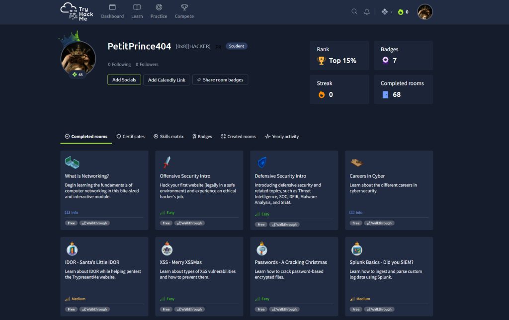 Challenges CTF en cybersécurité sur TryHackMe