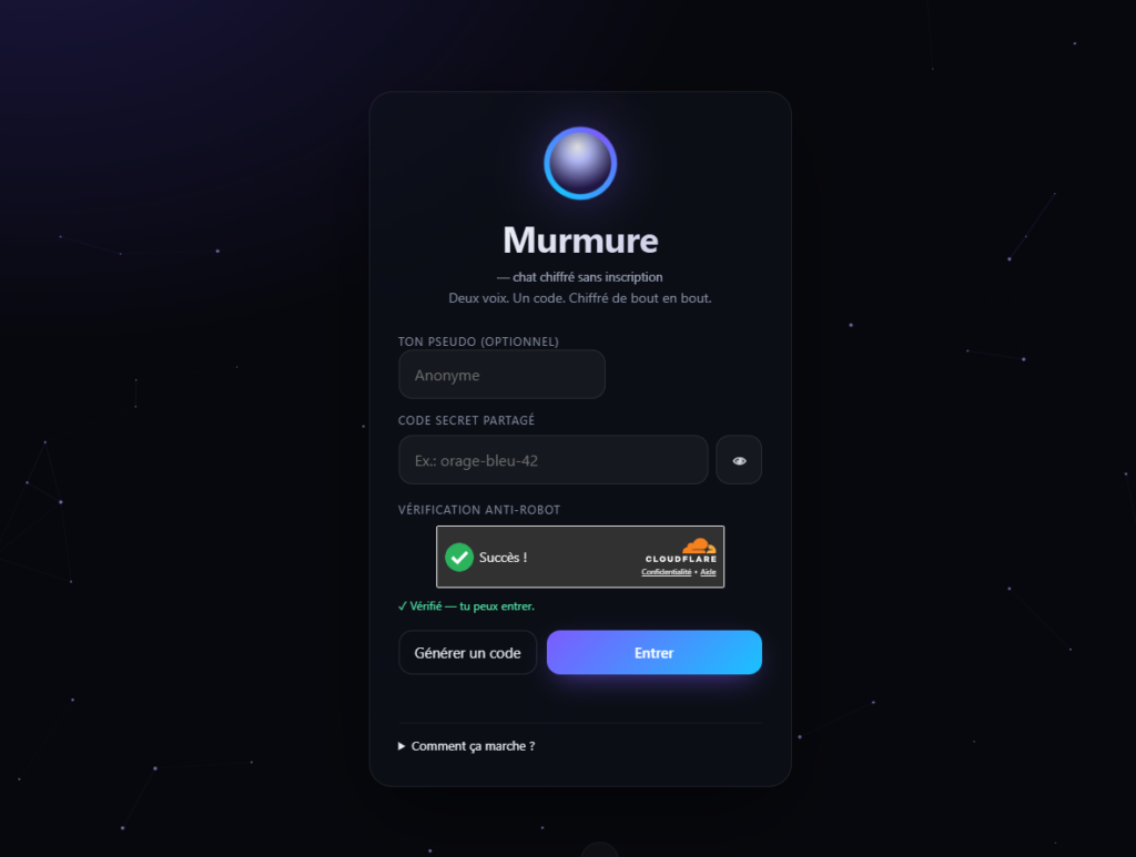 Murmure : Application de Messagerie Web Temporaire et Chiffrée de Bout en Bout (E2E)